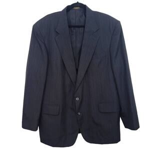 Barrington  Sport Coat Blazer Jacket Mens 46R Wool Black White Pinstripes Mob